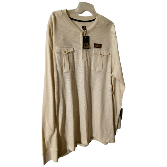 Cavi Long Sleeve 1/4 Button Henley Shirt White Pullover w/pockets Big Tall 4XL - Picture 7 of 14